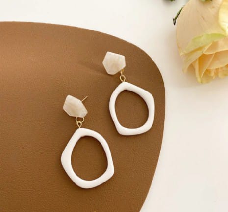 Acrylic White Stone - Earring