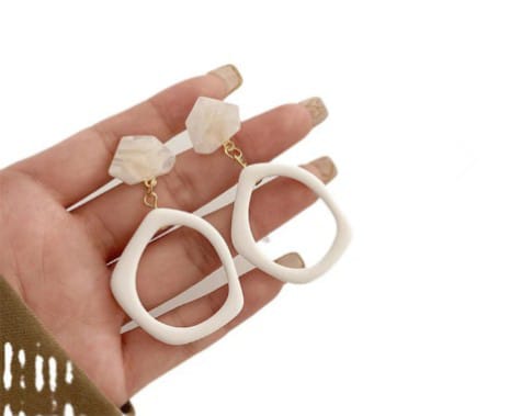 Acrylic White Stone - Earring