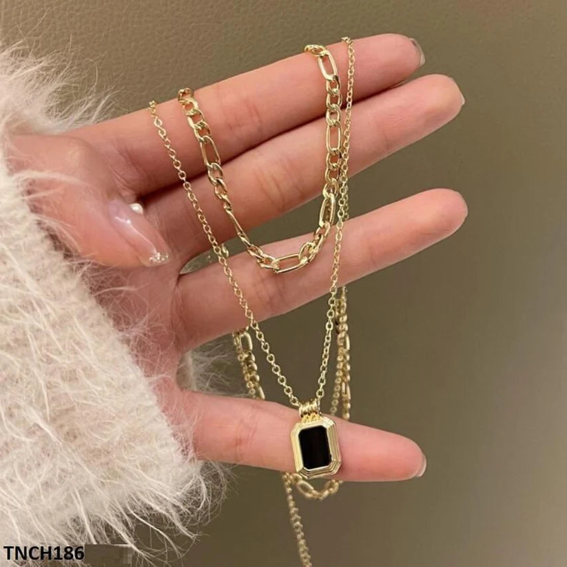Squared Layered Curb Chain Necklace