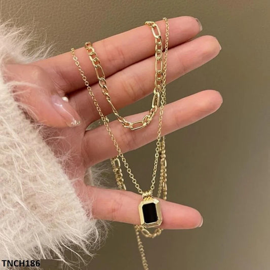Squared Layered Curb Chain Necklace