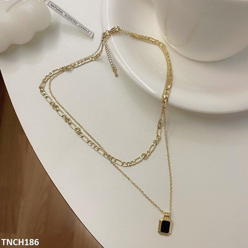 Squared Layered Curb Chain Necklace