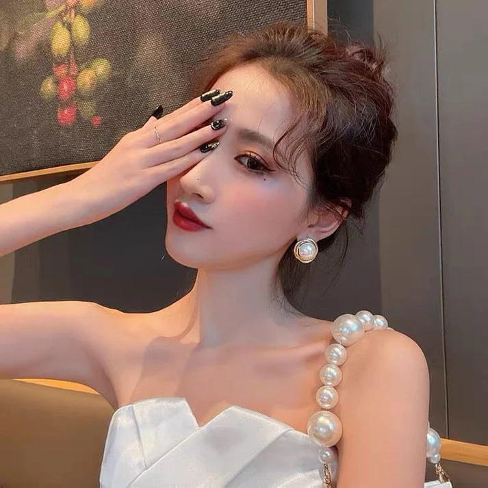 Round Pearl Gold - Earring